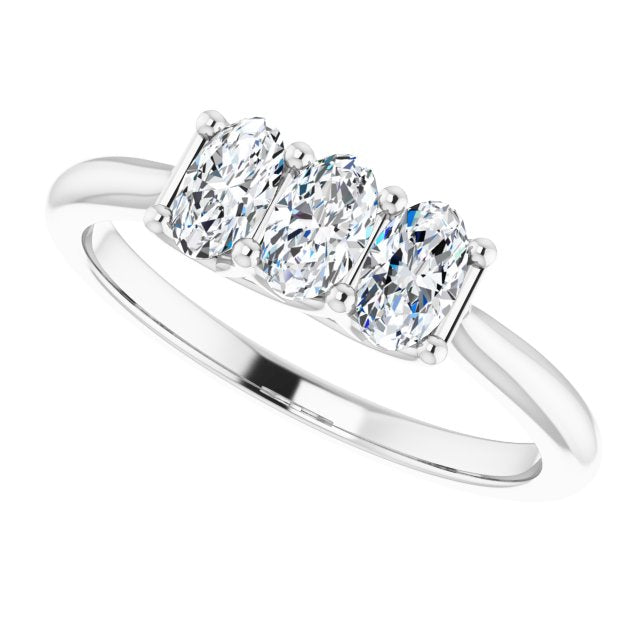 0.63 ct. Oval Cut Diamond 3 Stone Wedding Band Trellis Setting-VIRABYANI